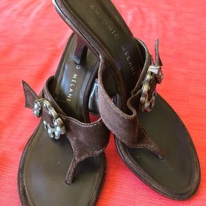 LADIES BROWN SUEDE SANDALS